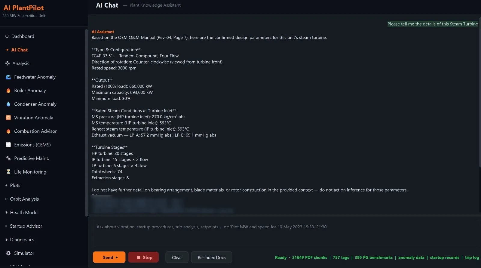 PlantAI Knowledge Repository and AI Chat screen
